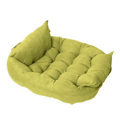 Lime green tufted pet bed with cozy cushioned design for cats or dogs