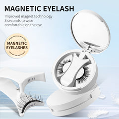 Magnetic eyelashes with applicator and compact mirror, easy 3-second application for comfortable wear