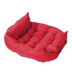 Red plush pet bed with cozy cushioned design for cats or dogs