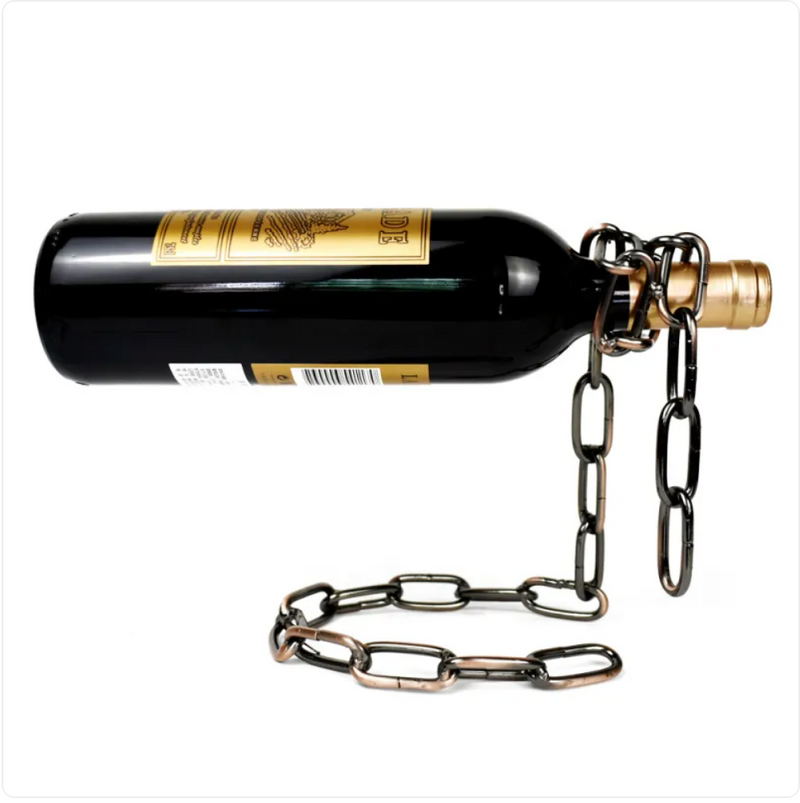 Wine bottle with decorative chain, ideal gift for family and friends