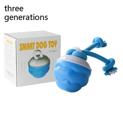 Blue smart dog toy with rope handles, interactive pet chew ball for dogs, JY-661 model