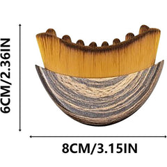 Natural wood massage comb with curved design, 8cm wide, for scalp and hair care