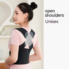 Unisex posture corrector with open shoulders for back support and alignment