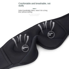 Black breathable 3D eye mask with airflow design for comfortable sleep and relaxation