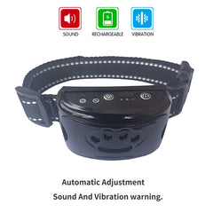Rechargeable dog collar with sound and vibration training, automatic adjustment, paw print design