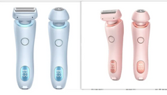 Rechargeable electric shaver and epilator set in blue and pink, perfect gift for women