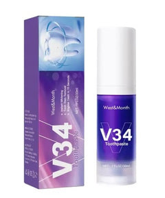 West&Month V34 Toothpaste for teeth whitening, 60ml tube and box packaging