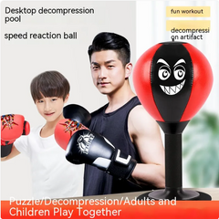 Red and black desktop punching ball for stress relief, fun workout for adults and kids together