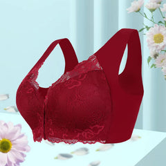 Red lace bra with floral detailing, soft fabric, and elegant design for women's lingerie
