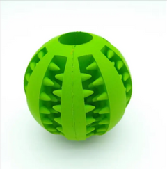 Green spiked dog chew toy ball for interactive play and dental care
