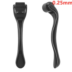 Black derma roller with 0.25mm microneedles for facial skincare and gift use