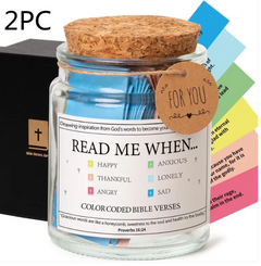 Read Me When Bible Verses Jar with color-coded cards for happy, sad, anxious moments – inspirational gift