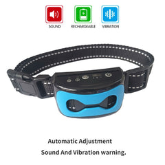 Rechargeable dog collar with sound and vibration training, automatic adjustment for pet behavior correction