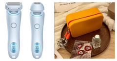 Rechargeable facial and body epilator set with digital display, ideal for personal grooming and gift giving