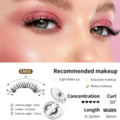EM08 false eyelashes with 50° curl, 6-12mm length, ideal for heavy makeup looks
