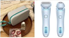 Portable electric shaver and facial cleansing brush with travel case, ideal gift for women