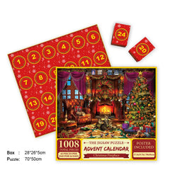 1008-piece Christmas fireplace jigsaw puzzle advent calendar with festive holiday scene