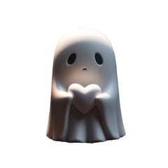Cute ghost figurine holding heart, perfect for Halloween or cute gift ideas