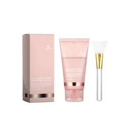 Pink collagen night wrapping mask with applicator brush and packaging, ideal skincare gift