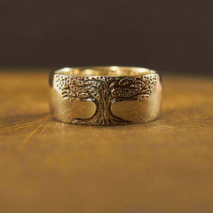 Gold tree of life ring, nature-inspired jewelry gift for family or loved ones