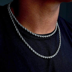 Layered silver rope chain necklaces for men, stylish everyday wear