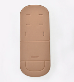 Tan baby stroller seat liner with padded comfort zones for infant car seat or pram