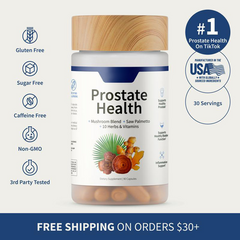 Prostate health supplement with mushroom blend, saw palmetto, 10 herbs & vitamins, gluten-free, non-GMO, USA made