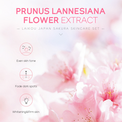 Prunus lannesiana flower extract skincare set for even tone, fade dark spots, whitening & firm skin