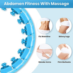 Blue massage hula hoop for abdomen fitness, waistline, legs, arms, and buttocks toning