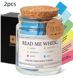 Read Me When Jar with color-coded Bible verses, perfect Christian gift for emotional moments