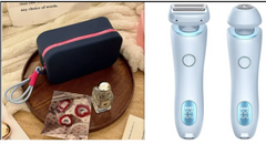 Portable electric shaver set with travel case, perfume, and heart-shaped accessories for personal grooming gifts