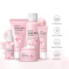 Japan Sakura skincare set with hydrating, anti-aging, brightening & repairing benefits for glowing skin