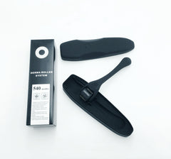 Black derma roller system with 540 needles, ideal for skincare routines and gift sets