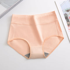 Soft peach high-waist women's underwear with gray cotton lining, comfortable everyday wear