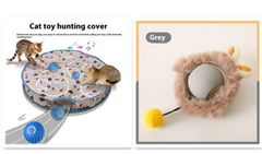 Cat toy hunting cover with interactive balls and grey plush tunnel for playful kittens