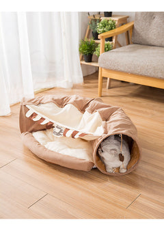 Cozy cat bed with tunnel, perfect for pets and home gifts