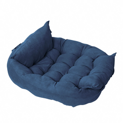 Cozy navy blue pet bed with plush cushioned design for cats and dogs