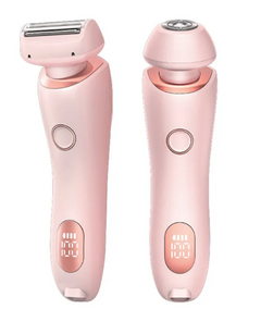 Pink electric shaver and facial cleansing brush set for women, ideal gift