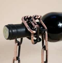Copper chain wine bottle holder, stylish gift for wine lovers