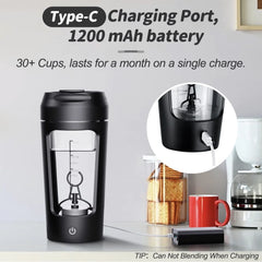Portable electric coffee grinder with Type-C charging, 1200mAh battery, blends 30+ cups per charge