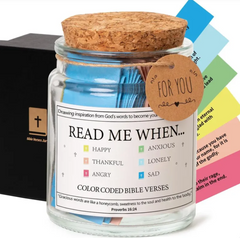 Color-coded Bible verses jar for emotional support, perfect gift for family and friends