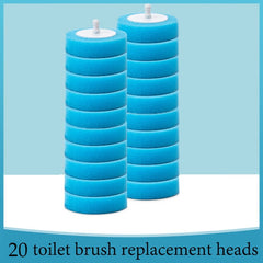 20 blue toilet brush replacement heads, stackable design for easy storage and cleaning