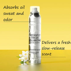 Instantly Fresh Volumizing Hair Dry Shampoo absorbs oil, sweat, odor; delivers slow-release scent