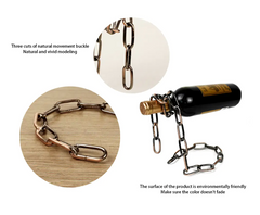 Metal chain wine bottle holder with natural movement buckle, eco-friendly finish for gift giving