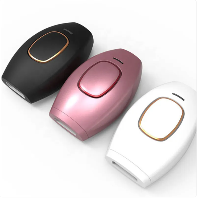 Three sleek at-home laser hair removal devices in black, rose gold, and white for smooth skin care