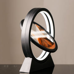 Modern LED desk lamp with glowing ring and wooden accent, stylish home decor gift