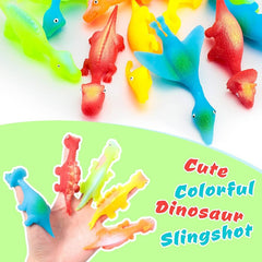 Cute colorful dinosaur slingshot toys for kids, fun finger puppets in bright colors