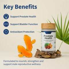 Prostate health supplement with turmeric, mushrooms, and saw palmetto for male wellness support