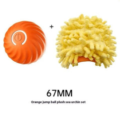 Orange 67mm jump ball with plush sea urchin cover, fun toy set