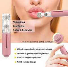 Pink lip serum pen with microneedles for moisturizing & brightening, mini fashion design
